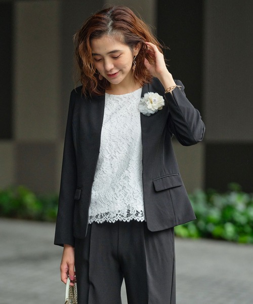 GeeRA（ジーラ） セットアップ ノーカラージャケットパンツスーツ4点