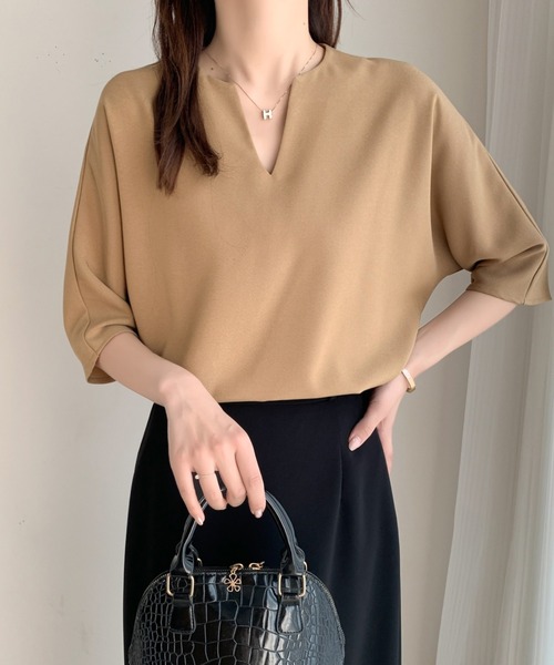 ABITOKYO（アビトーキョー） ブラウス シャツ キーネック半袖ブラウス