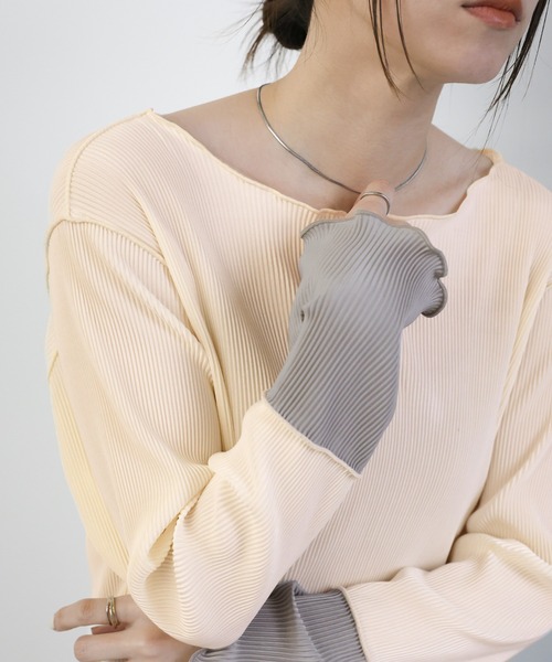 select MOCA（セレクトモカ） tシャツ バイカラースリーブプリーツ