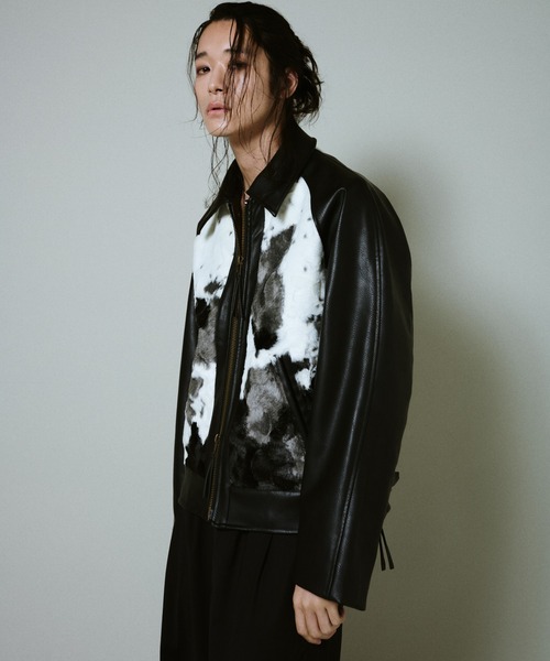 Camphor wood コート ジャケット faux haircalf leather jacket