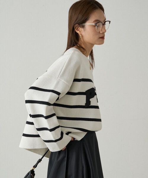 Loungedress（ラウンジドレス） ニット セーター ボーダーロゴニット