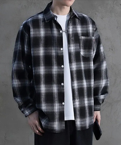 NO WAY シャツ /Bz/オンブレチェックシャツ メンズ レディース