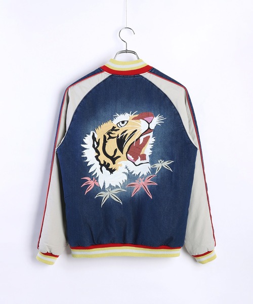 HOUSTON（ヒューストン） スカジャン インディゴ スカジャン 虎刺繍