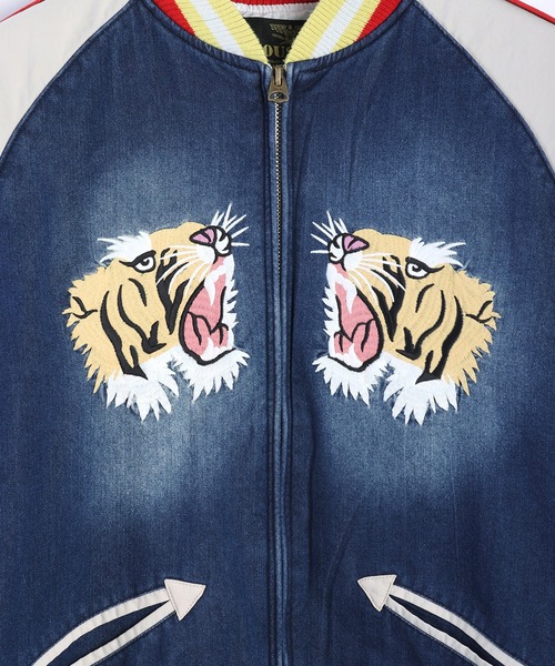 HOUSTON（ヒューストン） スカジャン インディゴ スカジャン 虎刺繍