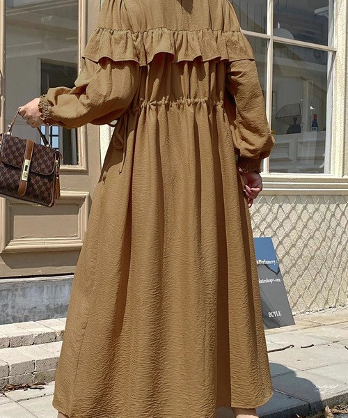 MILAE ワンピース フリルウエストギャザーロングワンピース : ZOZOTOWN