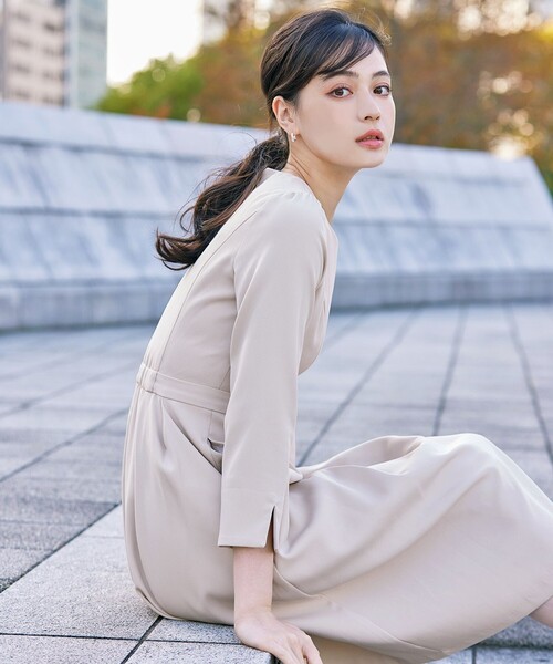 Tiaclasse ワンピース 「洗える」アシンメトリータックフレア