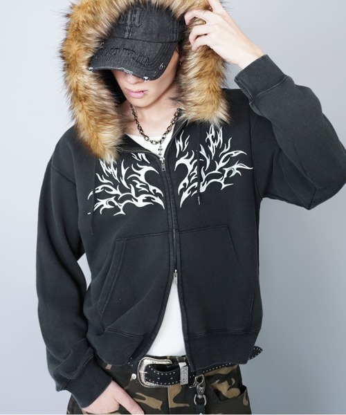 SPINNS（スピンズ） パーカー 2WAY短丈ダブルジップパーカー