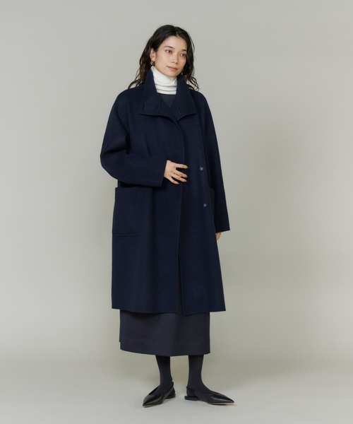 INED（イネド） ノーカラーコート コート ライトウエイト両面ビーバー