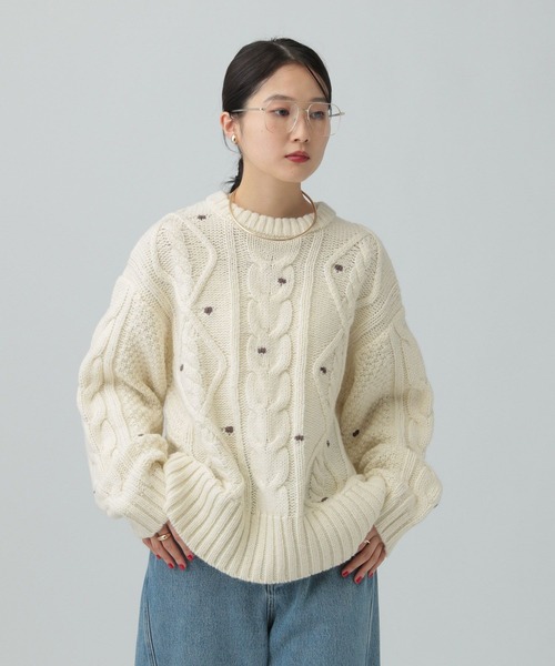 LEPSIM（レプシィム） ニット セーター 3ゲージネップケーブルプル