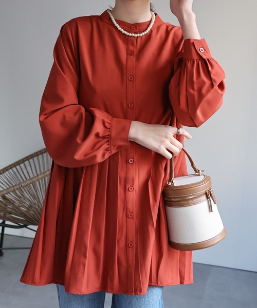 sakishimatokyo ブラウス シャツ プリーツブラウス /バンドカラー