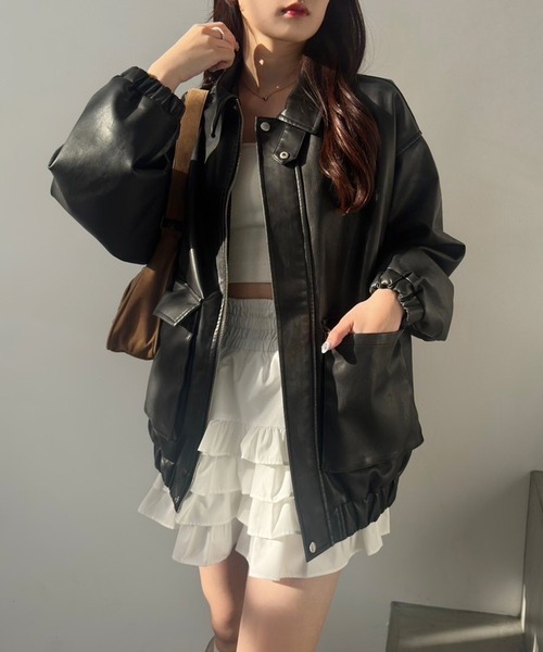 one after another NICE CLAUP レザージャケット ライダース フェイク