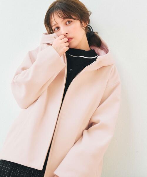 Feroux（フェルゥ） コート アウター フード付きコクーンショート