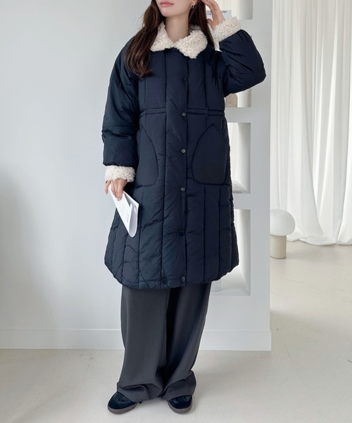 Ada. ダウンコート ダウンジャケット ボアカラー キルティング ロング