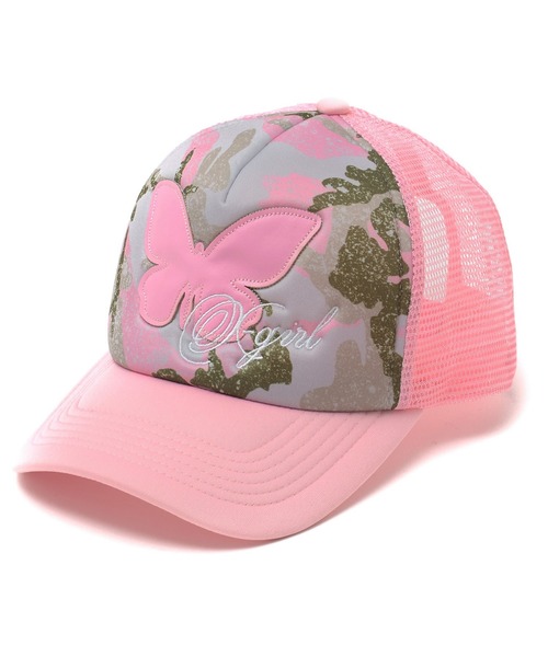 X-girl（エックスガール） キャップ 帽子 BUTTERFLY PATCH TRUCKER CAP