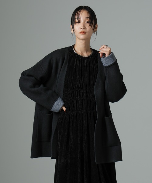 NANO universe（ナノ・ユニバース） カーディガン ダブルフェイスノー