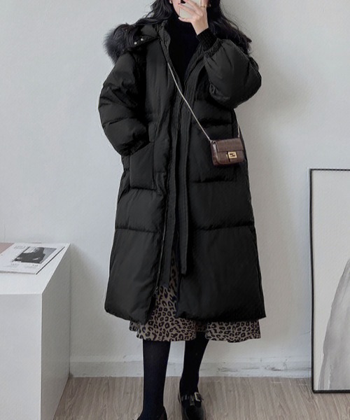 LOWO ダウンコート ダウンジャケット ロングダウンコート ファー