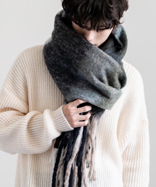 DRAKE'S（ドレイクス） チェック柄マフラー - ブルー メンズ