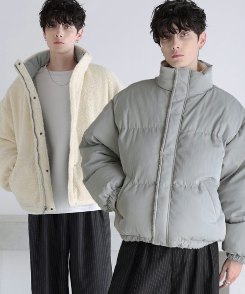 ダウンジャケット ダウン タフタ×ボア リバーシブル機能性中綿