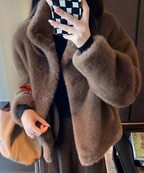 deux amour ブルゾン アウター フェイクファースタンドカラーショート