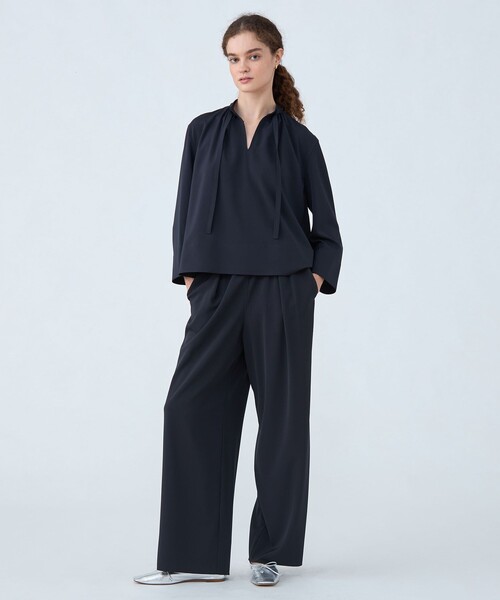 Ballsey（ボールジィ） ブラウス シャツ 2-wayストレッチ タイ付き