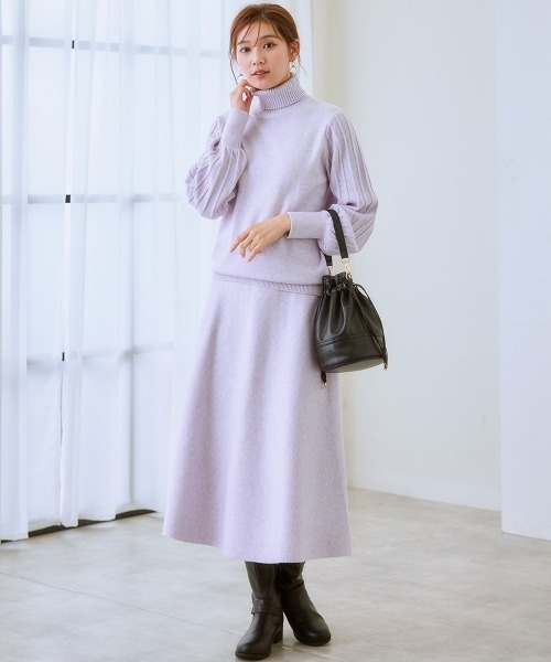 7days Life Styling ニット セーター プリーツ風柄ボリューム袖