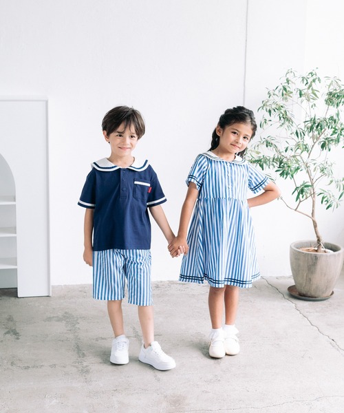 moujonjon（ムージョンジョン） ワンピース ストライプ・無地セーラー