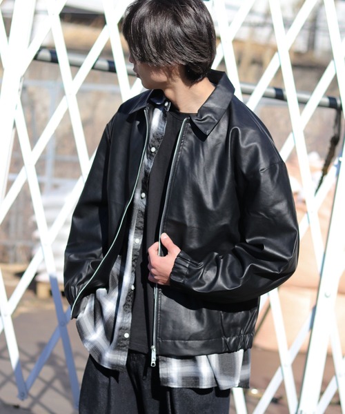 革ジャン ライダース フェイクレザー スイングトップ ブルゾン