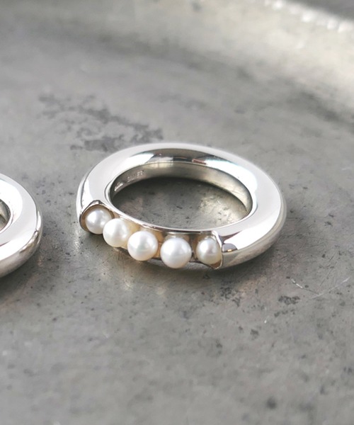 e.m.（イーエム） 指輪 リング SILVER925パール埋め込みリング