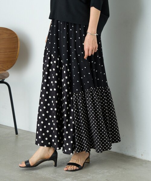 BEARDSLEY（ビアズリー） スカート ドットパッチワークロングスカート