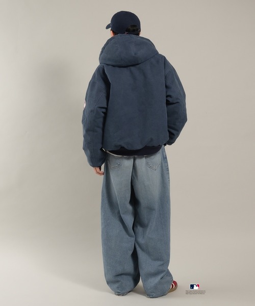 Perushu ブルゾン アウター × MLB コラボ中綿キルティングダックフード