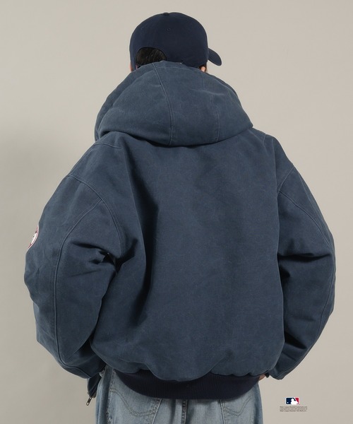 Perushu ブルゾン アウター × MLB コラボ中綿キルティングダックフード