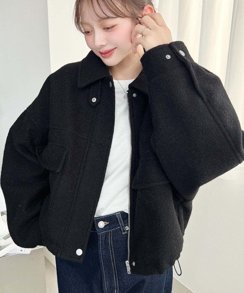 moment+ ミリタリージャケット モッズコート フェイクウールモッサ2WAY