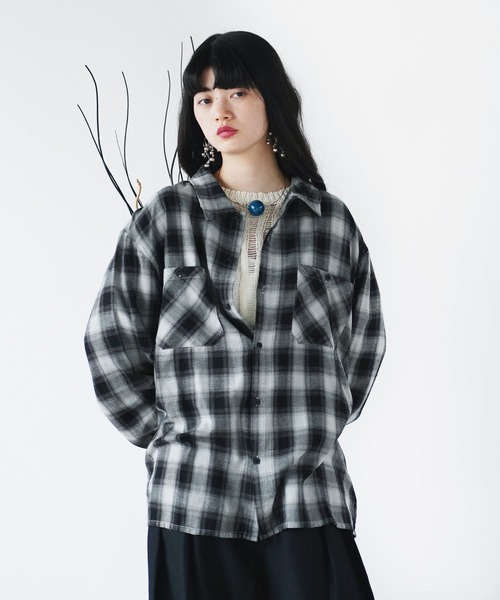 Aphlotus シャツ ダブルポケット オンブレーチェックシャツ 「セレクト