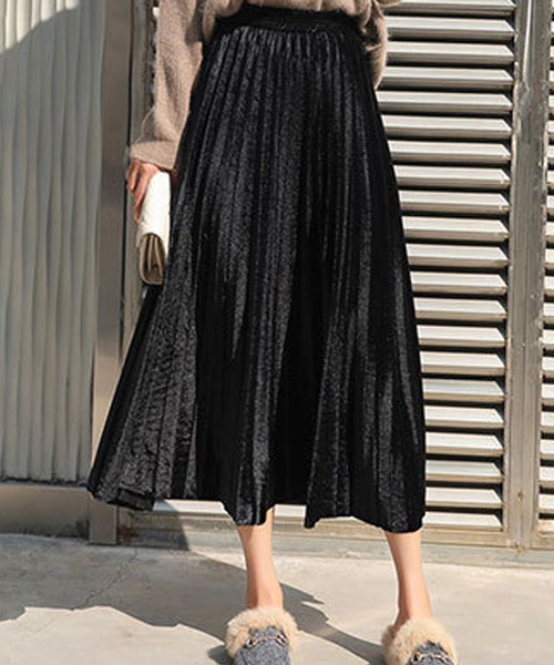 Dewlily スカート ベロアプリーツロングスカート : ZOZOTOWN Yahoo!店