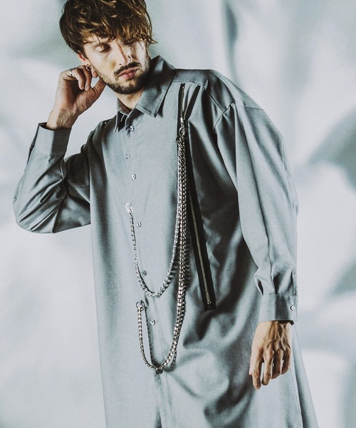NO ID.（ノーアイディー） シャツ 「NO ID.」Chain Long Big Shirt