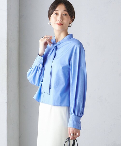 SHIPS（シップス） ブラウス シャツ 「手洗い可能」ブロード ボウタイ