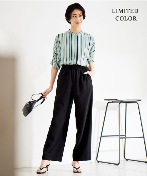 ICB（アイシービー） ブラウス シャツ BackSatinAmunzen 5分袖バンド