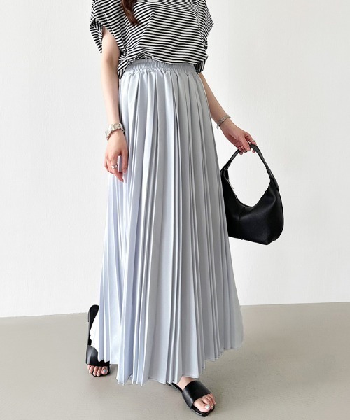COCOMOMO スカート 「選べる2丈×カラー展開」 プリーツスカート ロング