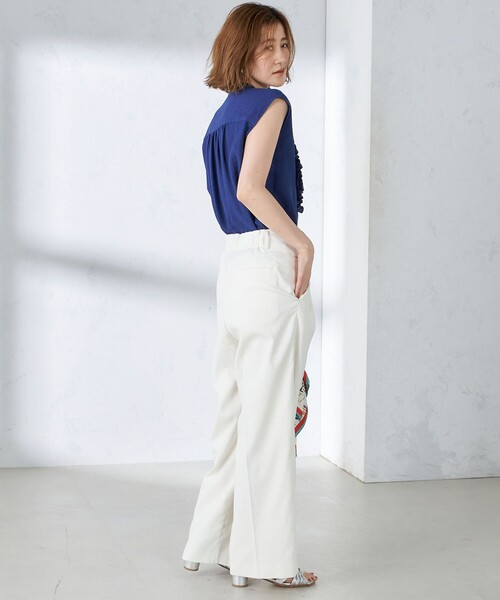 SHIPS（シップス） ブラウス シャツ 「手洗い可能」麻混 フロント