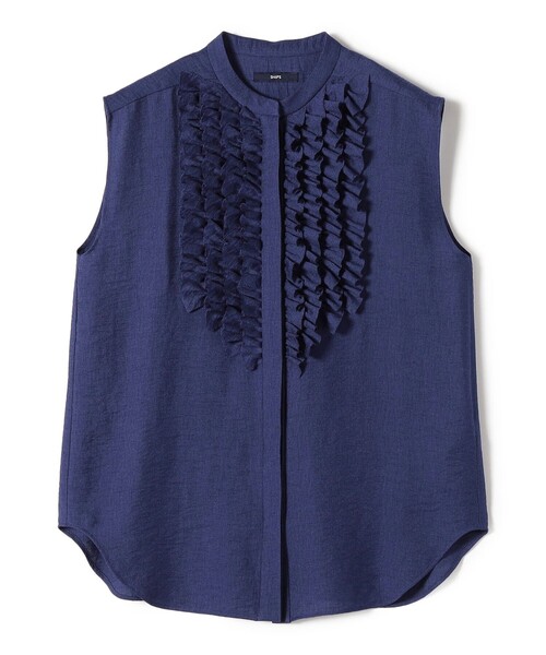 SHIPS（シップス） ブラウス シャツ 「手洗い可能」麻混 フロント