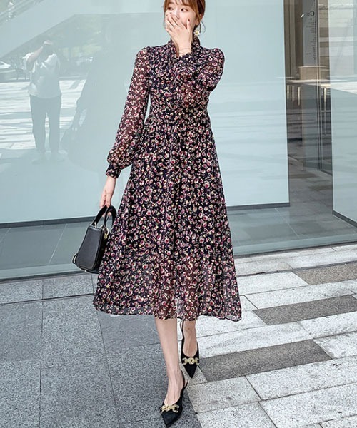 i-dare ワンピース 「i-dare」花柄 ボウタイ ワンピース : ZOZOTOWN