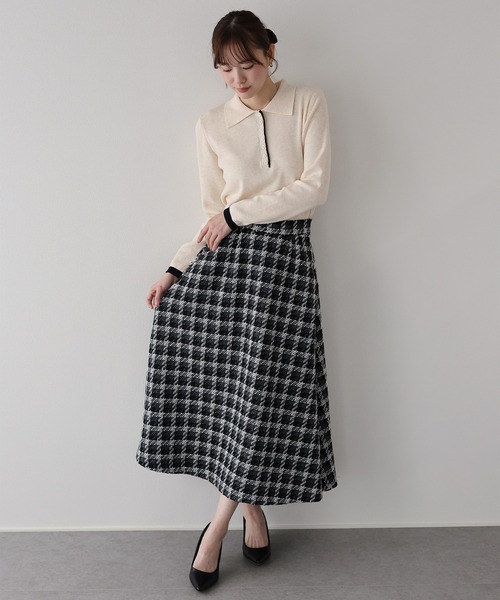 BLUEEAST（ブルーイースト） スカート ツイードチェックフレアスカート
