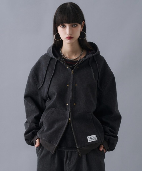 PLAN To パーカー Aged Duck Cropped Double-Zip Hoodie / エイジド