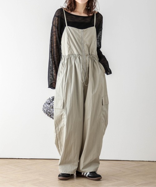 サロペット オーバーオール フロントジップミリタリーサロペット