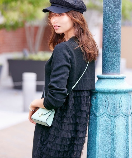 Chesty（チェスティ） ワンピース チュールドッキングロングニット