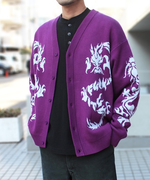 HUF（ハフ） カーディガン TWIN DRAGON CARDIGAN カーディガン ユニ