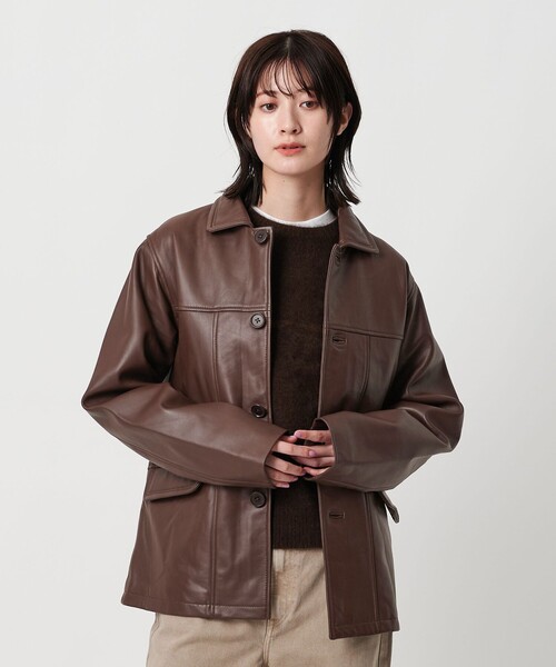レザーカーコート（レディースファッション） | ファッション の