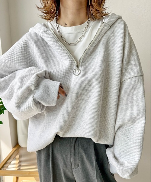セットアップ 「インフルエンサーコラボ」ワッフルハーフジップ