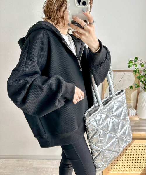 セットアップ 「インフルエンサーコラボ」ワッフルハーフジップ