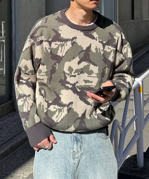 CIAOPANIC（チャオパニック） ニット セーター ハイゲージカモフラ